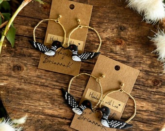 Common loon polymer clay earrings! (1 pair) | outdoors | nature lovers | gifts | handmade jewelry |