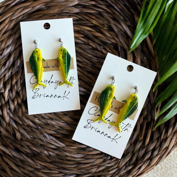 Mahi Mahi dolphinfish polymer clay earrings! (1 pair) | nature lovers | fish | handmade jewelry |