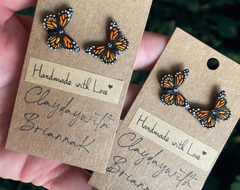 Monarch butterfly stud earrings (1 pair) | butterflies | nature | insects | gifts | handmade jewelry |