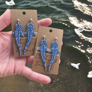 Whale Shark polymer clay earrings! (1 pair) | ocean | shark | animals | gifts | handmade jewelry |