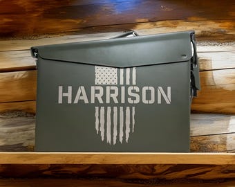 Personalized Ammo Box, Laser Engraved Military Grade Steel, Gift for Dad