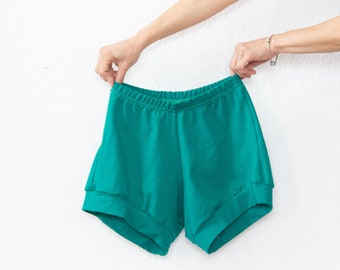 Smaragdgrüne Yoga-Shorts, Iyengar-Stil, 100 % Baumwolle, Größe XL, Damen/Herren