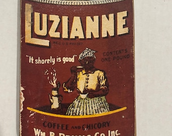 Luzianne Coffee Replica Advertising Sign Red Paper Decal on Wood - very rare!!!
