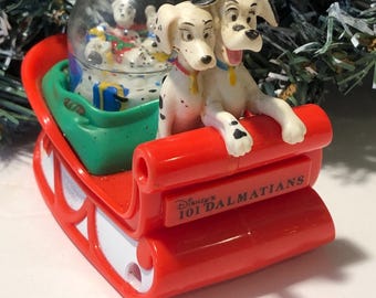 101 Dalmatians Snow Globe Vintage 1996 plus Dalmatian puppies figurine