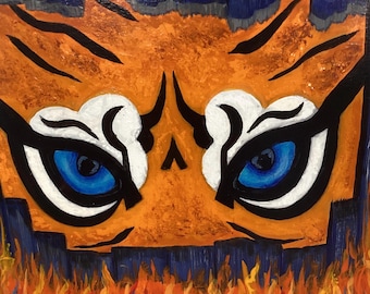 Auburn University inspired, Original Art “Iron and Fire” , Acrylic on Canvas Signed