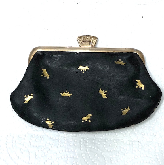 Vintage  1950's Fabric Lewis Coin Purse Satin wit… - image 1