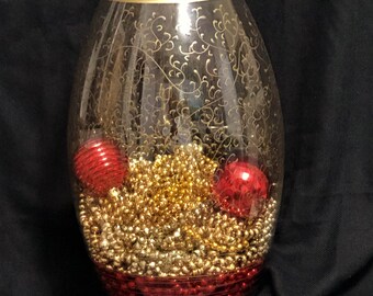 Red Flash Vase: Handblown & Painted Pier One Vintage Decor