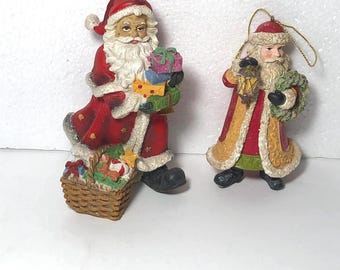 Victorian Santa Figurine and Santa Hanging Ornament