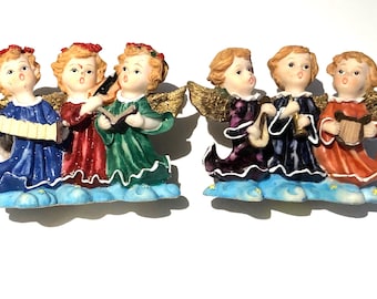 Christmas Musical Angel Trio Carolers Set of Two Figurines