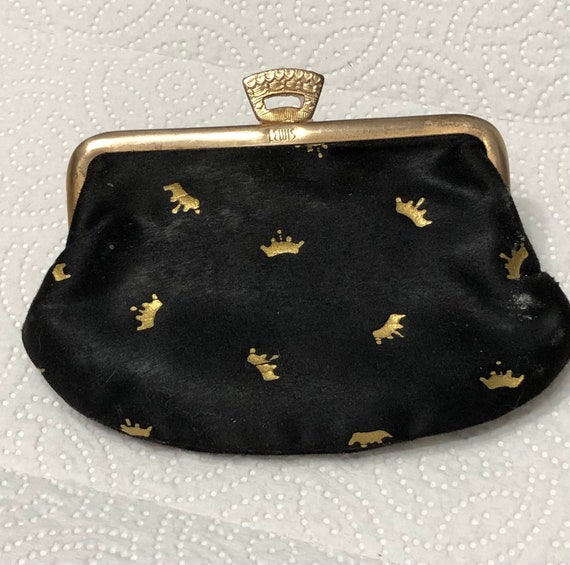 Vintage  1950's Fabric Lewis Coin Purse Satin wit… - image 2