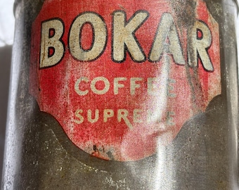 Bokar Coffee Supreme Vintage Tin A & P Store Brand c1920’s