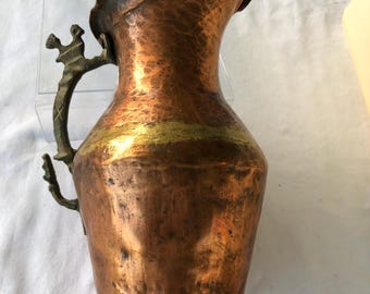 Copper and Brass Vintage Ewer Pitcher