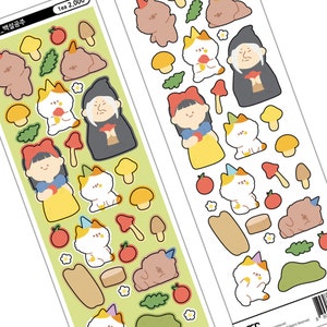 Chiddu & Beddu Snow White Deco Sticker | Korean Journaling Sticker | Kpop Polco Photocard Sticker
