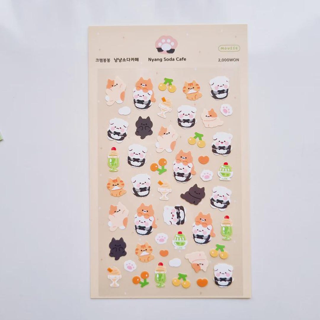 Nyandango Sticker Nyang Soda Deco Sticker Sheet | Korean Journaling Sticker | Kpop Polco ...