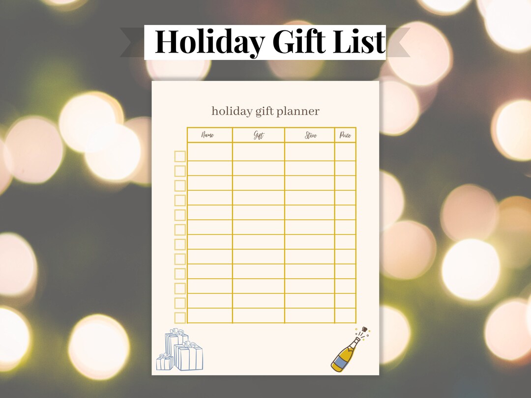 Holiday Gift Planner Template, Christmas Gift List Canva Template
