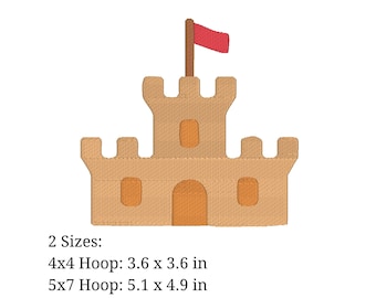 Summer Sandcastle Fill Embroidery Design. pes, dst, hus, exp, jef, vip, vp3, and xxx
