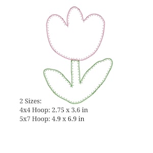 Doodle Tulip Applique Embroidery Design. pes, exp, dst, hus, jef, vip, vp3, and xxx. Machine Embroidery Design