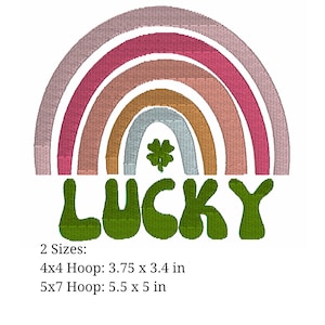 Boho Lucky Rainbow for St Patrick&#39;s Day Embroidery Design. pes, dst, exp, hus, jef, vp3, xxx, and vip. St Patrick&#39;s Embroidery Design
