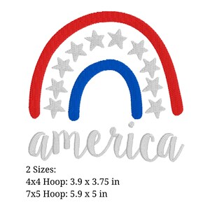 America Boho Rainbow Machine Embroidery Design, 4th of July, pes, hus, exp, dst, vip, vp3, xxx, and jef.