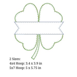 Four Leaf Clover Applique Embroidery Design. pes, dst, exp, hus, jef, vp3, vip, and xxx. St. Patrick&#39;s Day Machine Embroidery Design