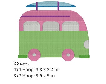 Summer Beach Cruiser Embroidery Design. pes, dst, ext, hus, jef, vp3, vip, and xxx. Machine Embroidery Design