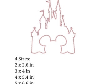 Castle Applique Embroidery Design. pes, dst, exp, hus, jef, vip, vp3, and xxx. Theme park embroidery design