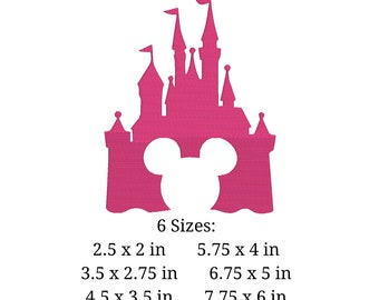 Castle Fill Embroidery Design. pes, dst, exp, hus, jef, vip, vp3, and xxx. Theme park embroidery design