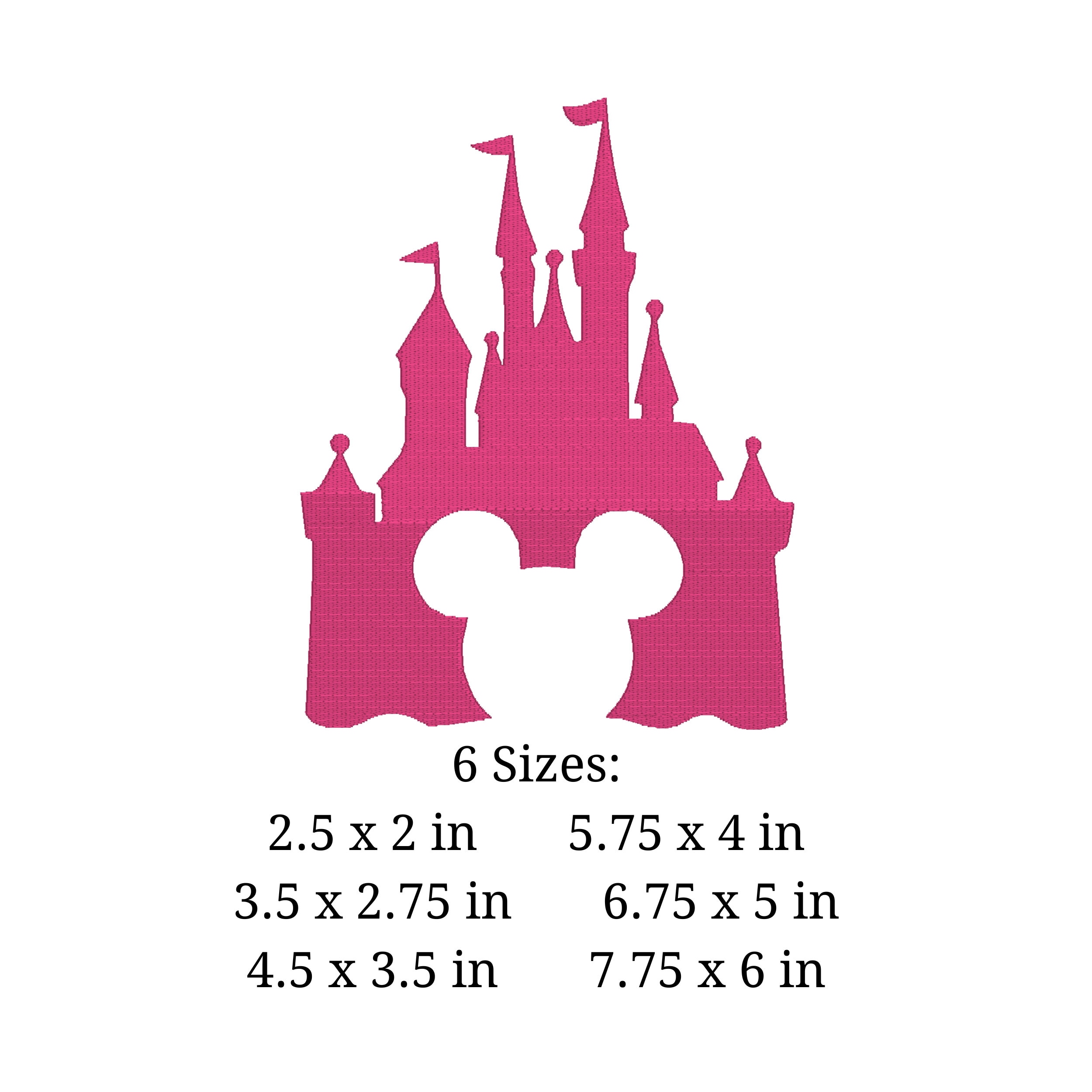 Castle Fill Embroidery Design. pes, dst, exp, hus, jef, vip, vp3, and xxx. Theme park embroidery design