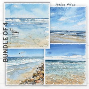 Pacchetto acquerelli "Calma costiera" (download digitale) / Arte della costa del Maine