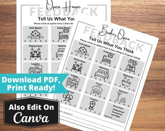 Open House Feedback Form, Real Estate Events Sheet, Home Selling Tools for Realtors Agents Brokers, Print Ready, Direct PDF Download
