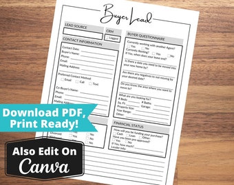 Hoja de referencia para compradores de bienes raíces, hoja de referencia para agentes, cuestionario para compradores, formulario de captura de información del comprador, herramientas para corredores para ayudar a los compradores de viviendas