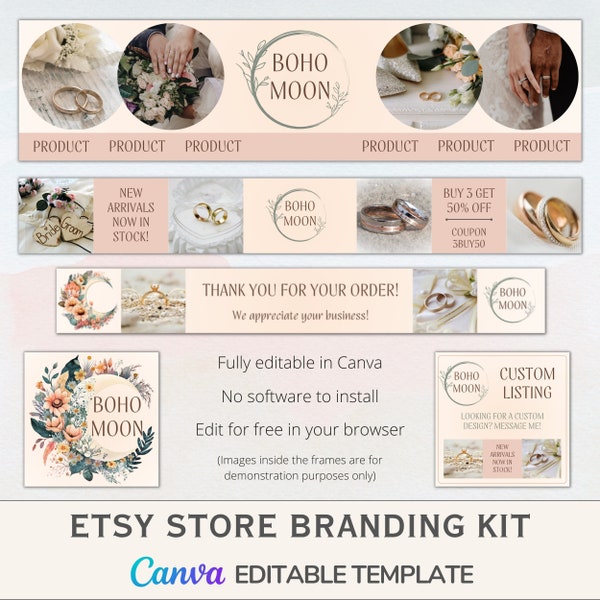 Etsy Store Branding Kit Template for Etsy Sellers - Easily rebrand your Etsy shop using simple drag and drop in Canva!