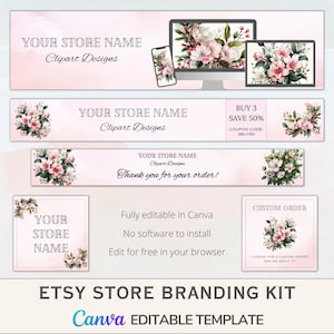 Etsy Store Branding Kit Template for Etsy Sellers - Easily rebrand your Etsy shop using simple drag and drop in Canva!
