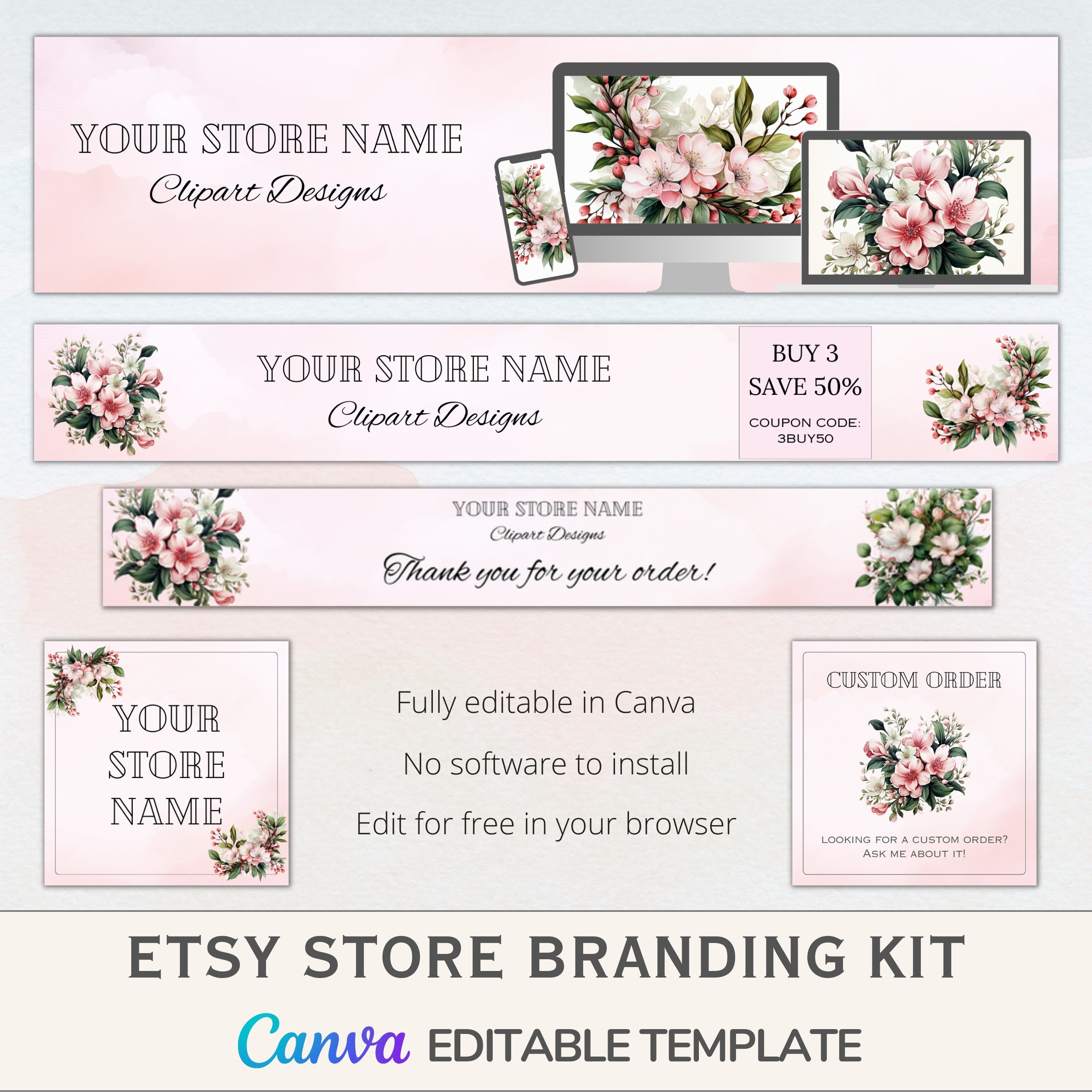 Etsy Store Branding Kit Template for Etsy Sellers Easily Rebrand Your ...