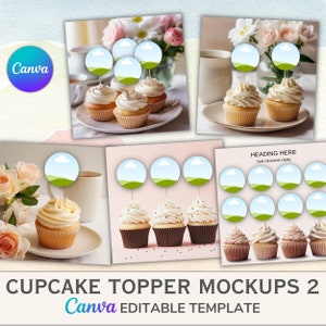 Canva Digital Cupcake Topper Mockups for Etsy Sellers - Easily create your listing images, with simple drag and drop templates!