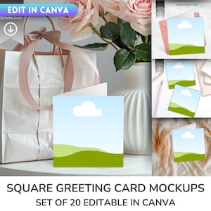 Canva Square Greeting Card Mockups: Etsy Listing Templates (Digital Download)