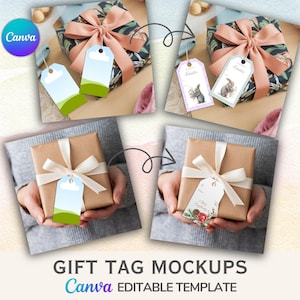 Canva Digital Gift Tag Mockups for Etsy Sellers, set of 25. Easily create your listing images, with simple drag and drop templates!