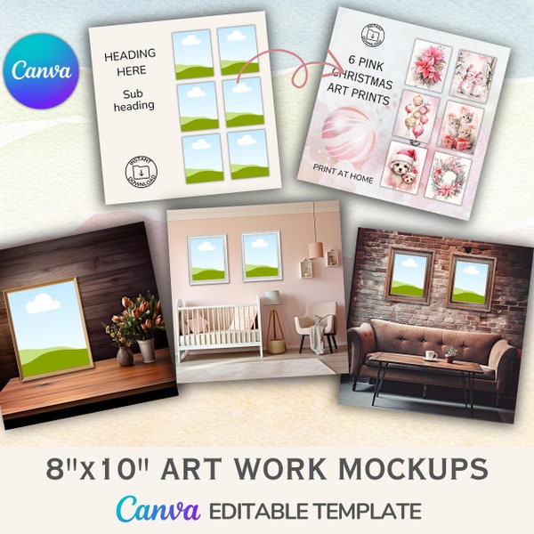 Canva Printable 8x10 Art Print Mockups for Etsy Sellers - Easily create your listing images, with simple drag and drop templates!