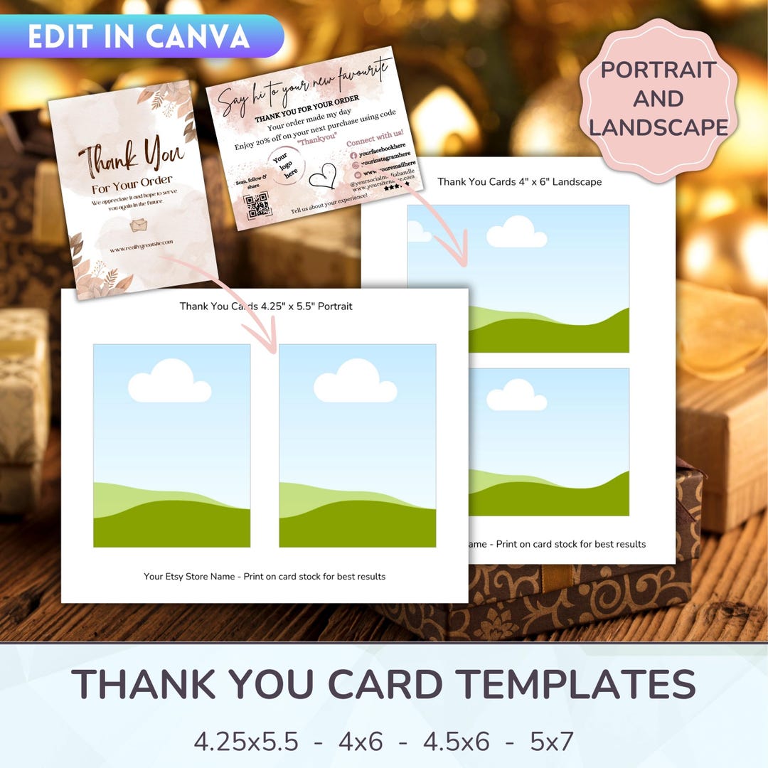 Canva Thank You Card Templates | Editable Card Insert Frames | Etsy ...