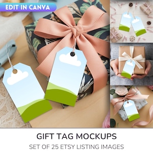 Canva Gift Tag Mockup Bundle | Editable Etsy Listing Templates | Etsy Sellers | Drag & Drop