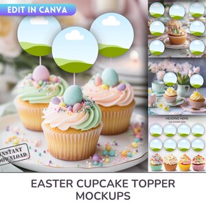 Canva Easter Cupcake Topper Mockup Templates: Etsy Listing Images (Digital Download)