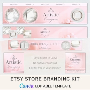 Etsy Store Branding Kit Template for Etsy Sellers - Easily rebrand your Etsy shop using simple drag and drop in Canva!