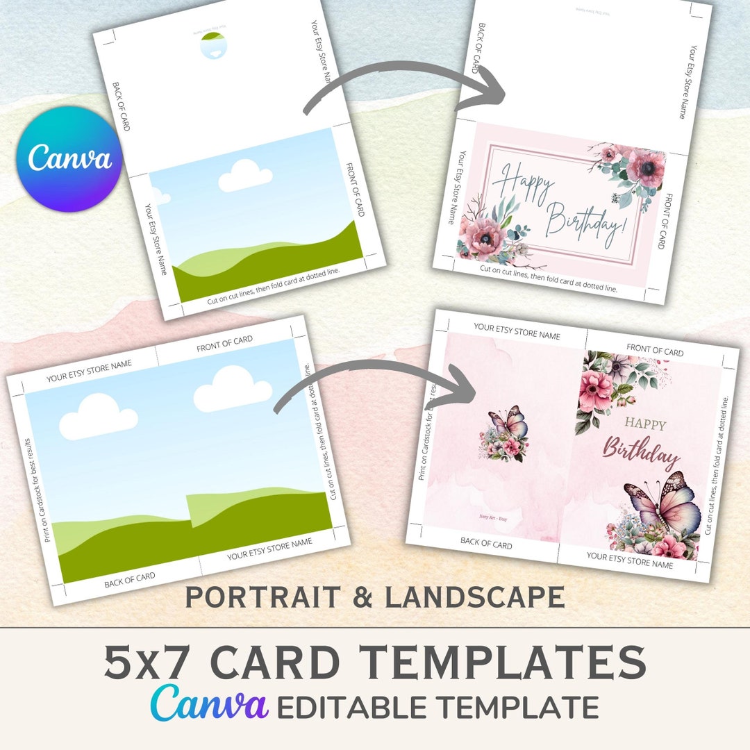 Canva Digital 5x7 Greeting Card Template for Etsy Sellers Easily Create Canva Digital 5x7 Greeting Card Template for Etsy Sellers Easily Create