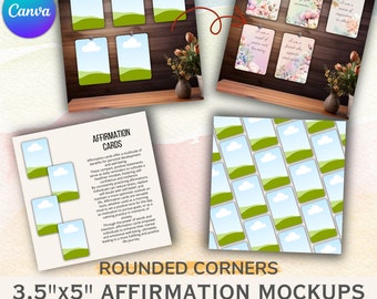 Canva Affirmation Card Mockups: 3.5"x5" Rounded Corner Template (Digital Download)