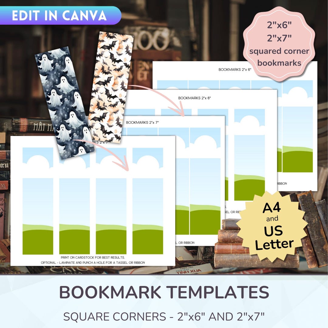 Square Roots Bookmark Canva Bookmark Template: Square Corners, Etsy Seller PDF (digital ...