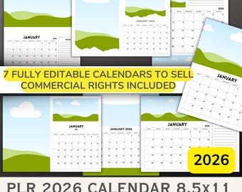 2026 Calendar Templates for Etsy Sellers: Canva Editable PLR (Digital Download)