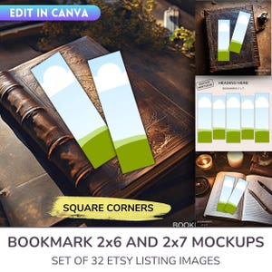 Modelli di mockup per segnalibri: trascinamento della selezione di Canva, foto di annunci Etsy (download digitale)