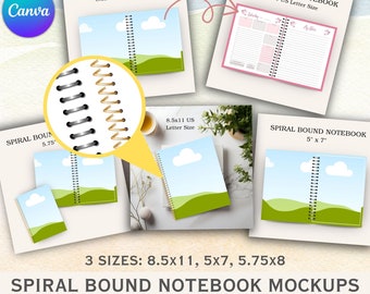 Canva Editable Spiral Notebook Mockup Templates for Etsy (Digital Download)