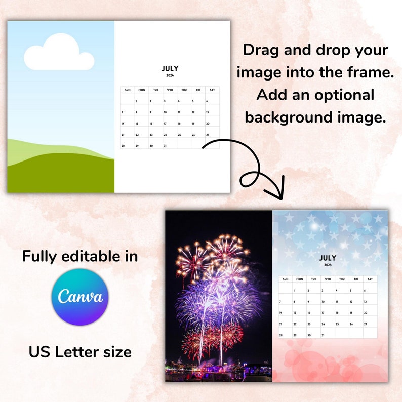 PLR 2024 8.5x11 Calendar Templates for Etsy Sellers Easily Create