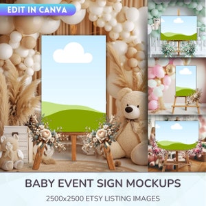 Canva Baby Shower & Geburtstagsschild-Mockups für Etsy-Verkäufer - Erstelle ganz einfach deine Artikelbilder mit einfachen Ziehen & Ablegen-Vorlagen!